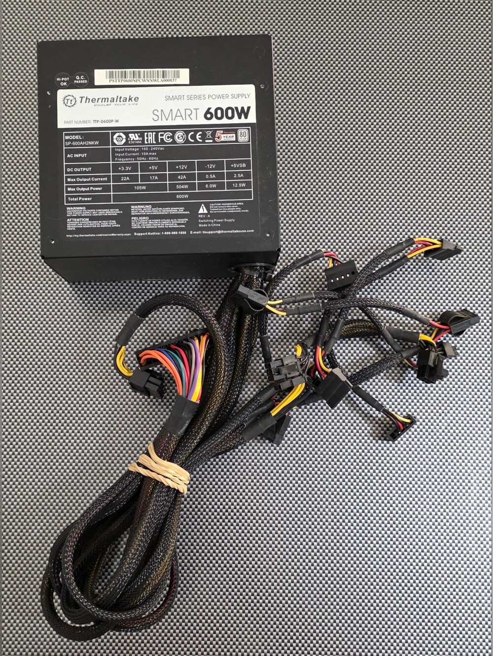 Thermaltake Smart 600W 80 PLUS Certified ATX Power Supply PSU SP-600AH2NKW